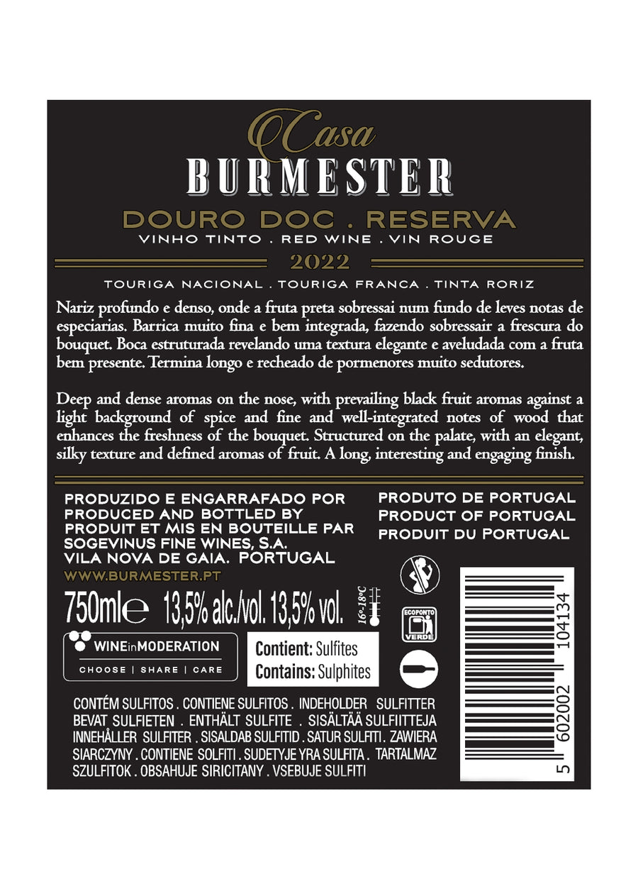 VINHO DOURO CASA BURMESTER TINTO 2022