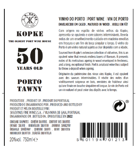 VINHO DO PORTO - KOPKE 50 ANOS TAWNY