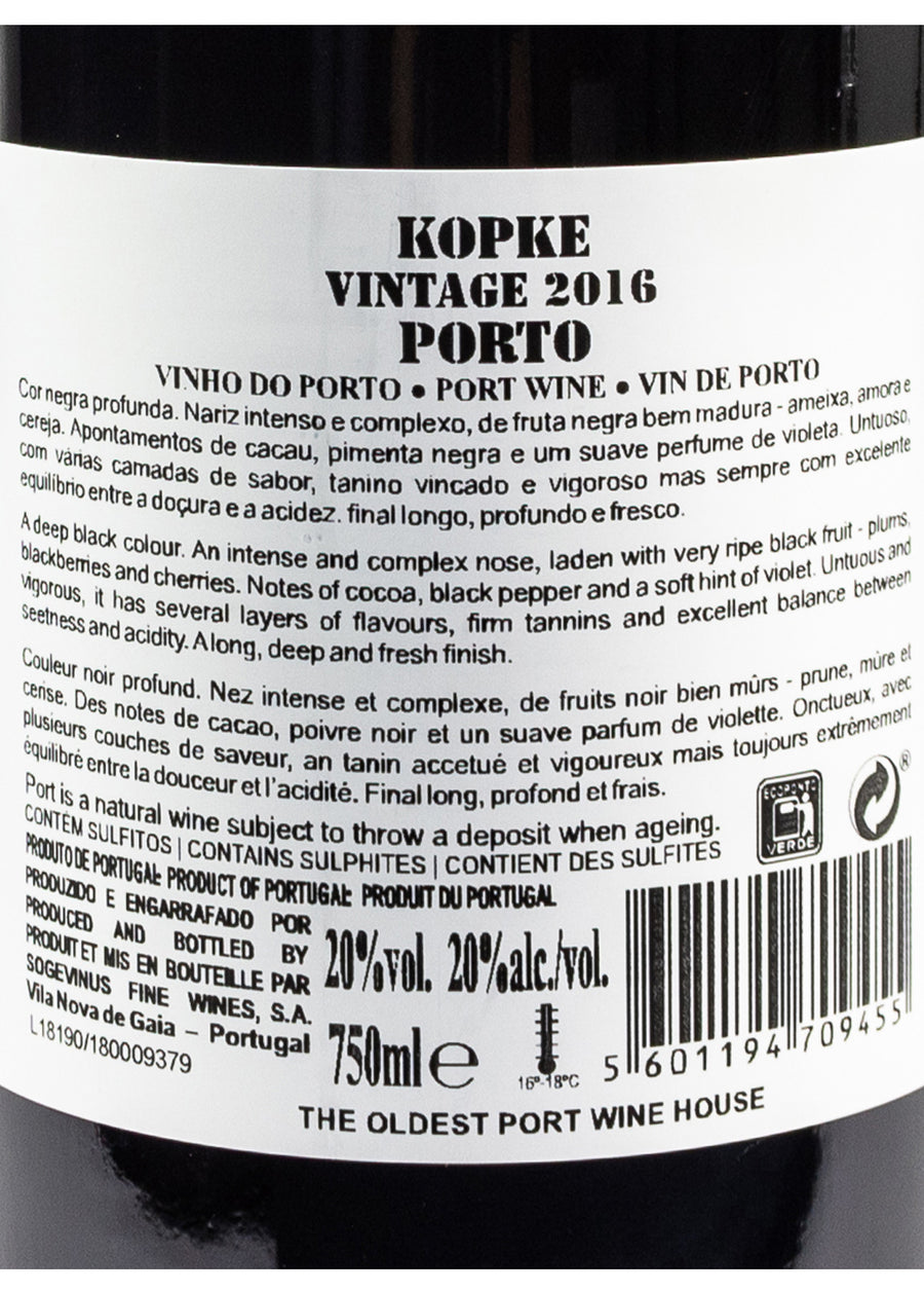 VINHO DO PORTO - KOPKE VINTAGE 2016 0,75L